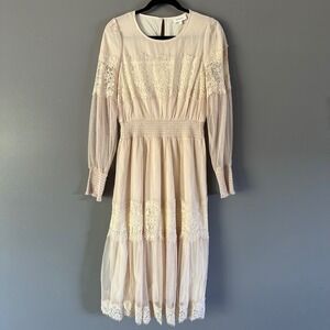 Bohme Ivory Lace Midi Dress